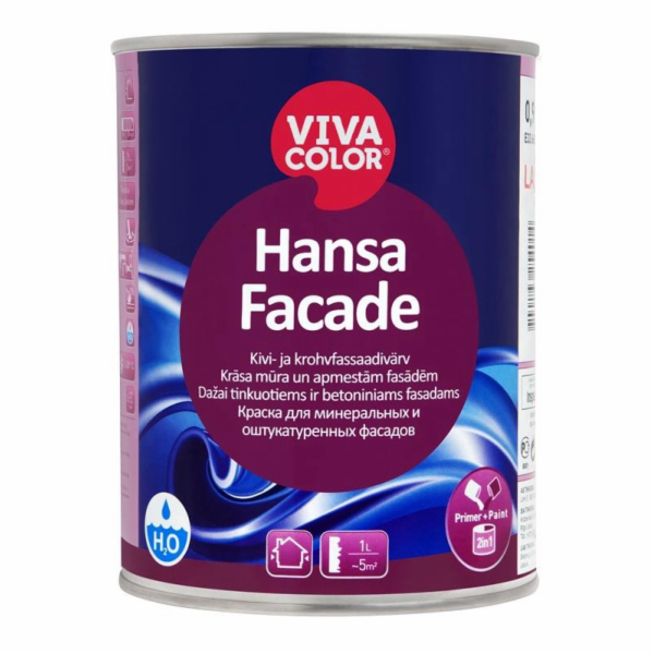 BARVA "HANSA FASÁDA LA" NA OMÍTKU A FASÁDU ZDIVA; 0,9 l
