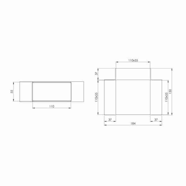 Odvětrávací odpaliště EUROPLAST KT, 110 x 55 mm