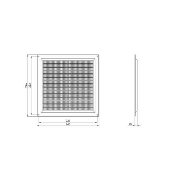 Větrací mřížka EUROPLAST VR2525B, 250 x 250 mm