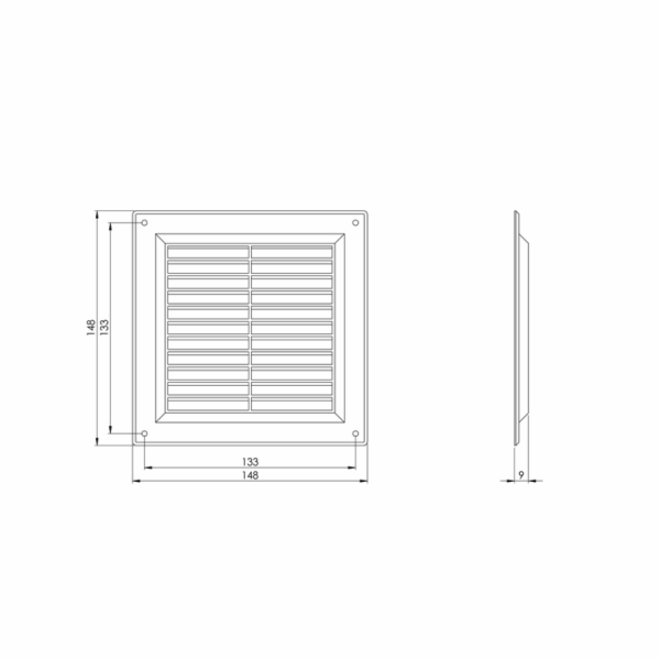 Větrací mřížka EUROPLAST VR1515P, 150 x 150 mm