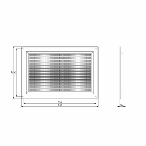 Ventilační mřížka EUROPLAST VR2517, 250 x 170 mm