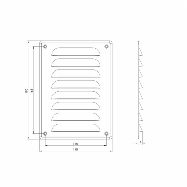 Ventilační mřížka EUROPLAST MR1419, 140 x 190 mm