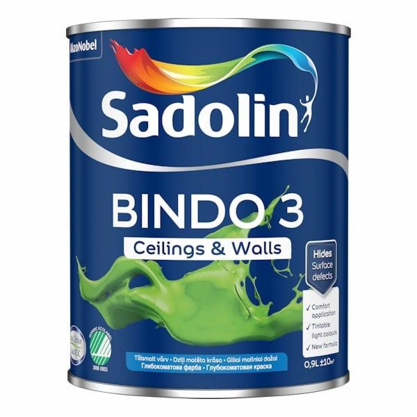 Barva Sadolin Bindo 3 BW, bílá, 0,9l
