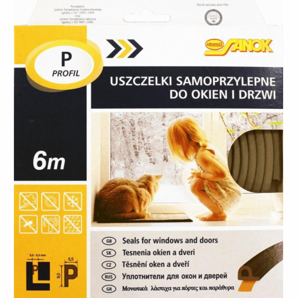 Stomil Sanok P Těsnění pro okna a dveře Hnědá 6m