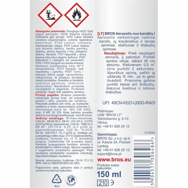Antiroztočový aerosol Bros, 0,15l