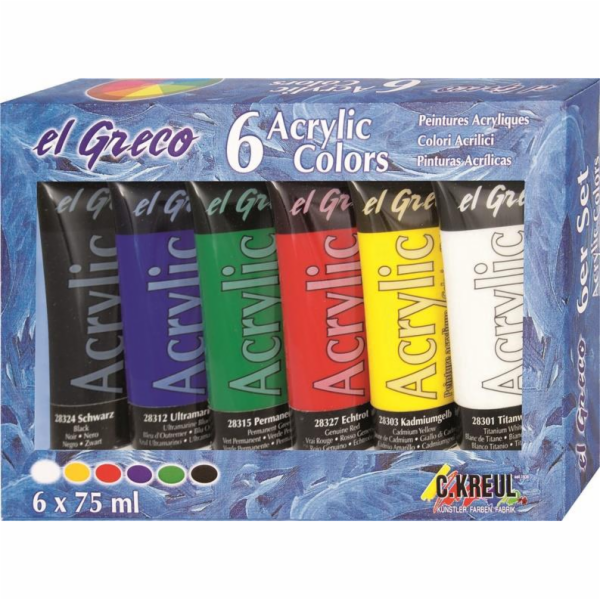 Akrylová barva C. KREUL 28260, 6 × 75 ml
