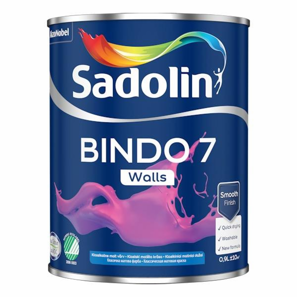 Barva Sadolin Bindo 7 BW, bílá, 0,9l