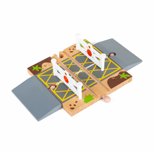 Bigjigs Rail Dřevěné autodráhy železniční přejezd s brankami