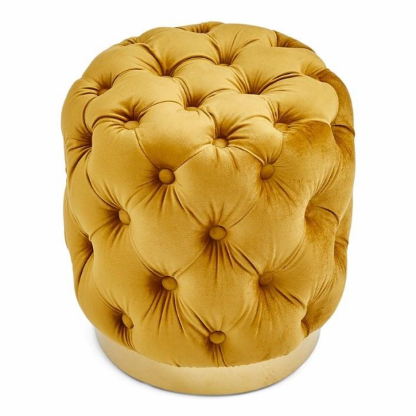 Pouf Domoletti AHIGA, hořčice, 40 cm x 40 cm x 43 cm
