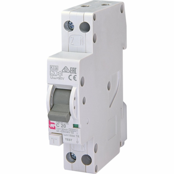 Relé odběru proudu KZS-1M (C 20A; 6kA; 30mA A; 1P+N)