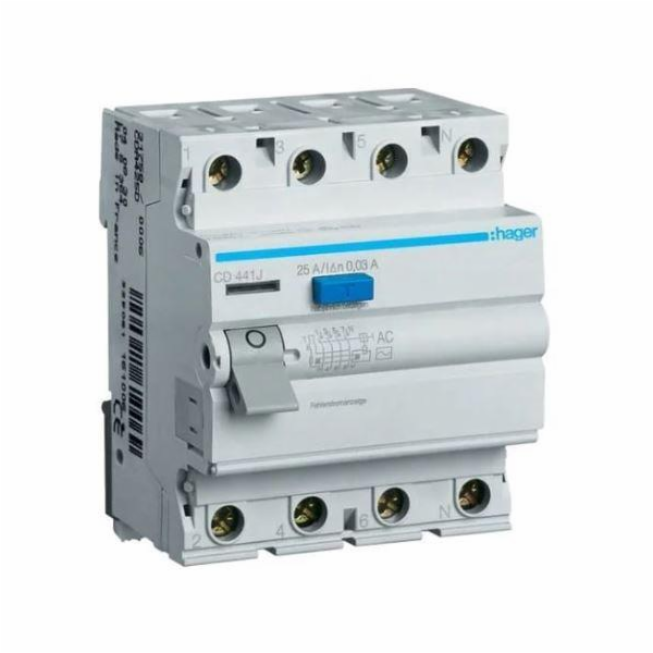 Relé pro odvod proudu HAGER 30MA 4x25A AC