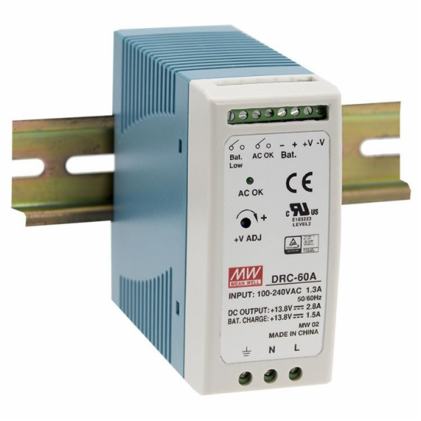 MEANWELL DRC-60A  Zdroj 12-15V/2,8A, výstup na baterii 1,...