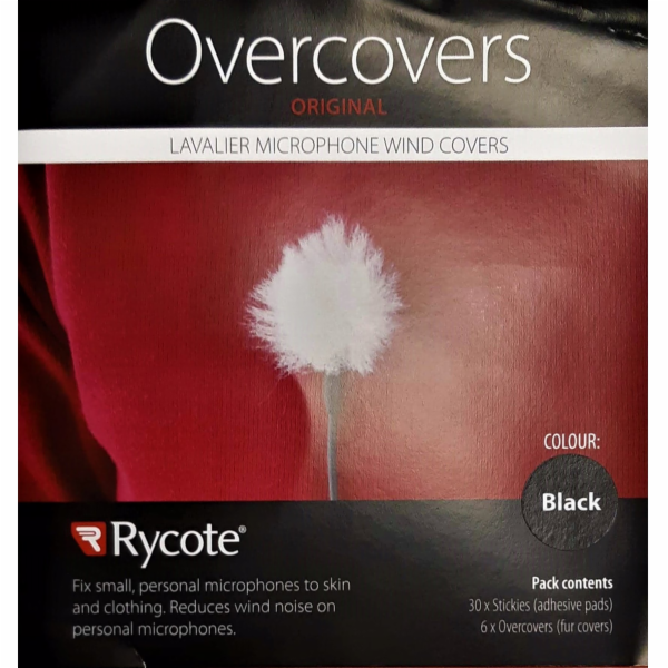 Rycote Overcovers, Black - 6 kožešin /30 Stickies