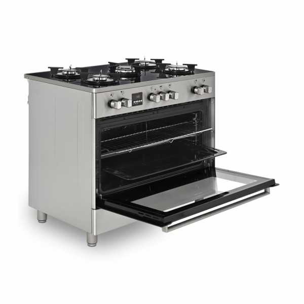 Ravanson KWGE-K90 Glass Inox Plynový elektrický sporák
