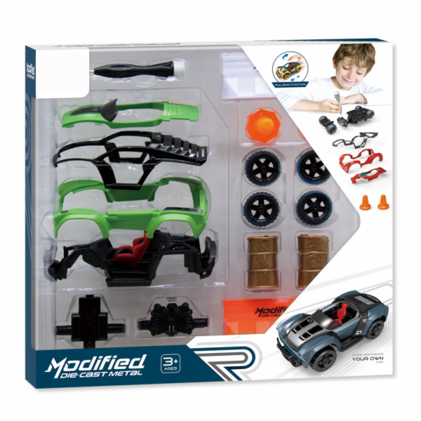 1:32 Stavebnice Auto 17ks - zelené