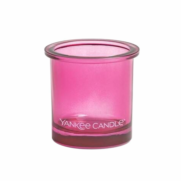 Svícen skleněný Yankee Candle, Růžový, skleněný, 7 cm