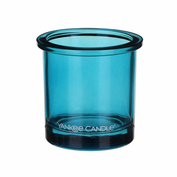 Svícen skleněný Yankee Candle, Modré sklo, výška 7 cm