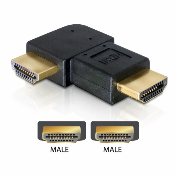 Delock adaptér HDMI A samec/samec, pravoúhlý, vpravo