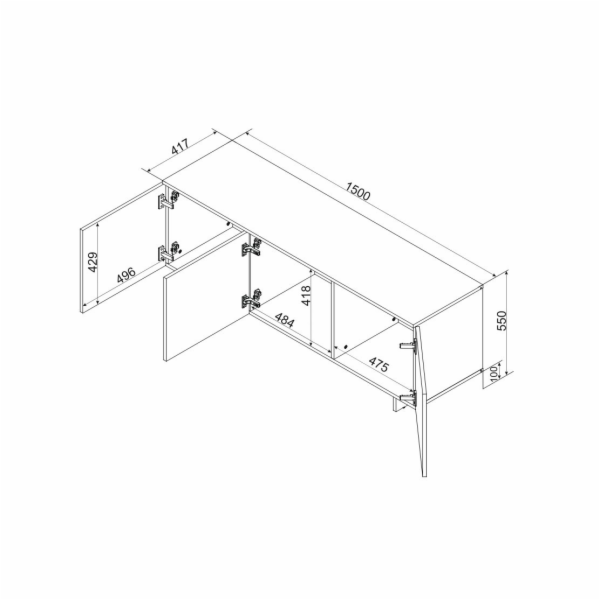 Cama 3D RTV skříň ALMA 150x41,5xH55 cashmere