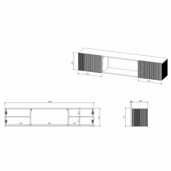 Cama RTV ROTA 183x35x37 bílá matná + bílá krbová římsa