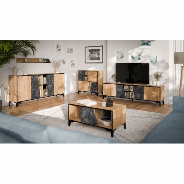 Cama 4D knihovna OVO 90x38xH90 dub/beton
