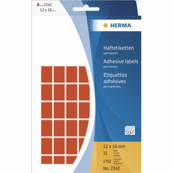 Herma Samolepící etikety, červené 12x18 mm 1792 ks - 2342