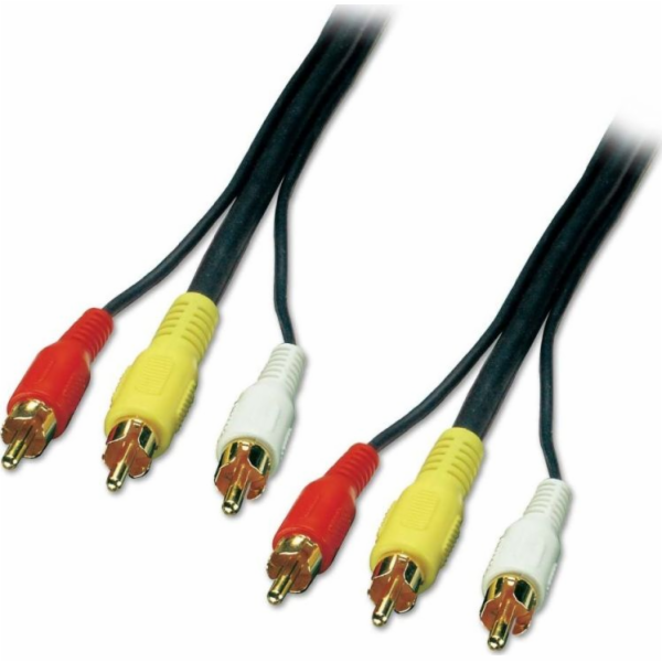 Lindy RCA (Cinch) x3 - RCA (Cinch) x3 kabel 10m černý (35...