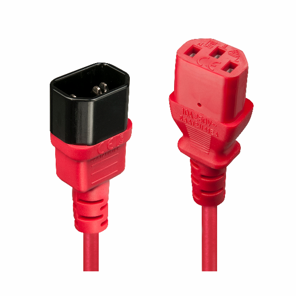 Lindy IEC 13/14 napájecí kabel Červený 1m - 30477
