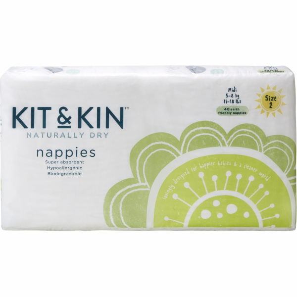 Kit and Kin Biodegradabilní plenky 2,5-8 kg, 40 ks.