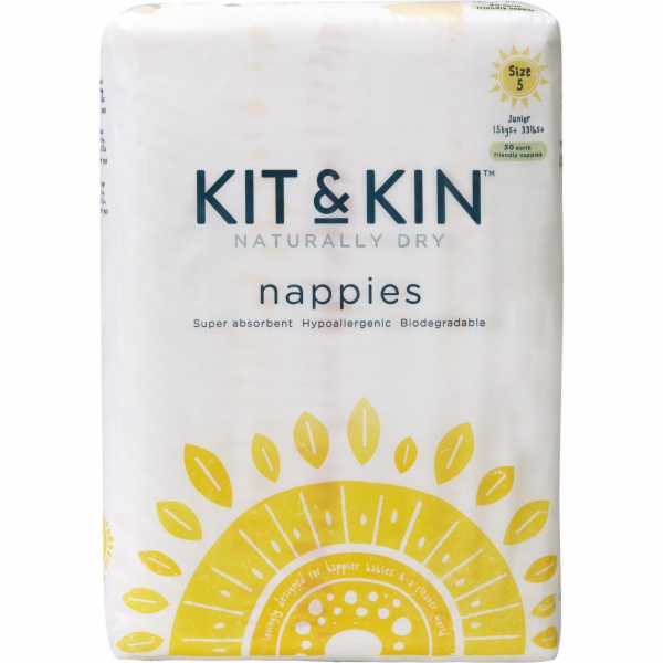 Kit and Kin Biodegradabilní plenky 5, 12+ kg, 30 ks.
