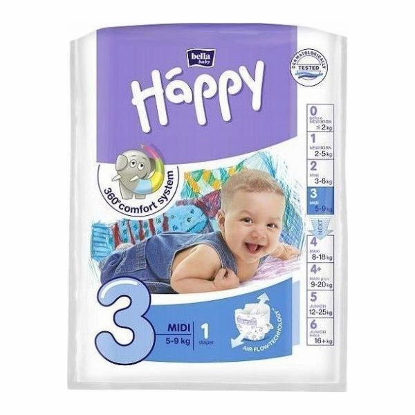 Plenky Bella Happy Midi 3, 5-9 kg, 1 ks.