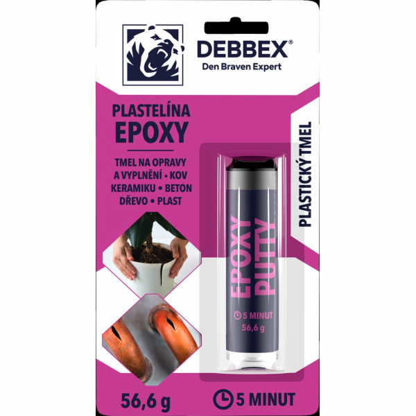 Lepidlo tmel epoxy plastelína 2v1 56,6 g DEBBEX