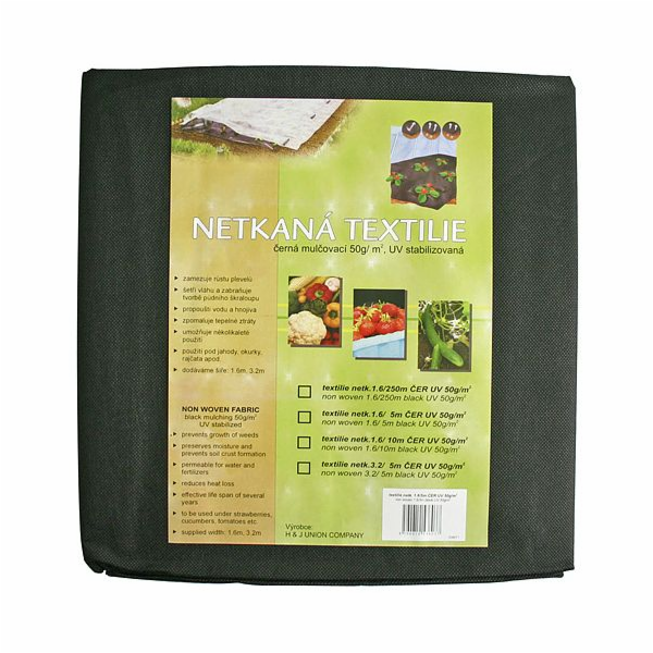 Textilie netkaná 1,6x10 m černá (50 g/m2)