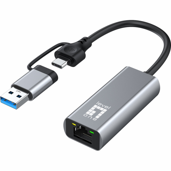 Adaptér LevelOne USB Adaptér LevelOne USB-C + USB-A -> RJ...