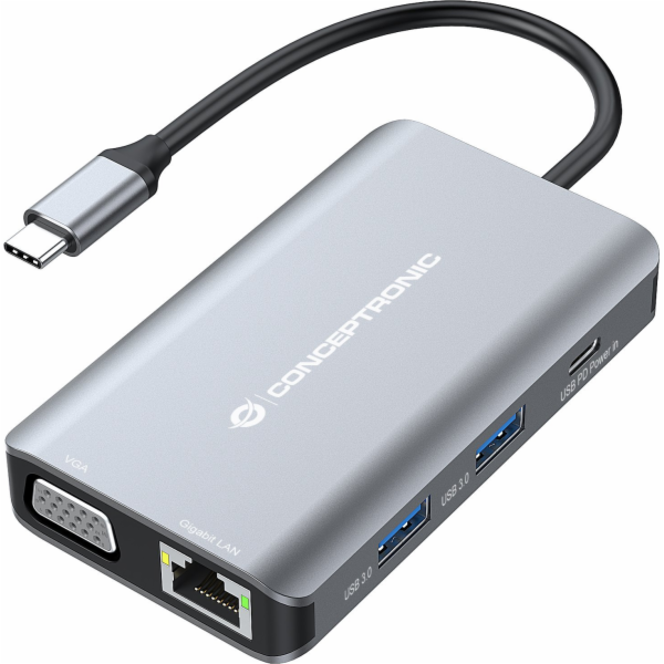 Conceptronic AV adaptér CONCEPTRONIC Dock USB-C->HDMI,VGA...
