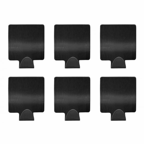 Háček samolepící čtverec 5,3x3,6x2 cm 6 ks černý