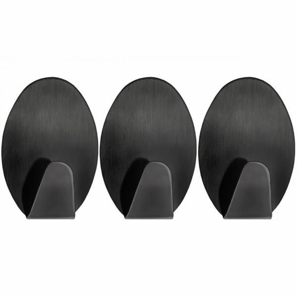 Háček samolepící ovál 5,3x3,6x2 cm 3 ks černý