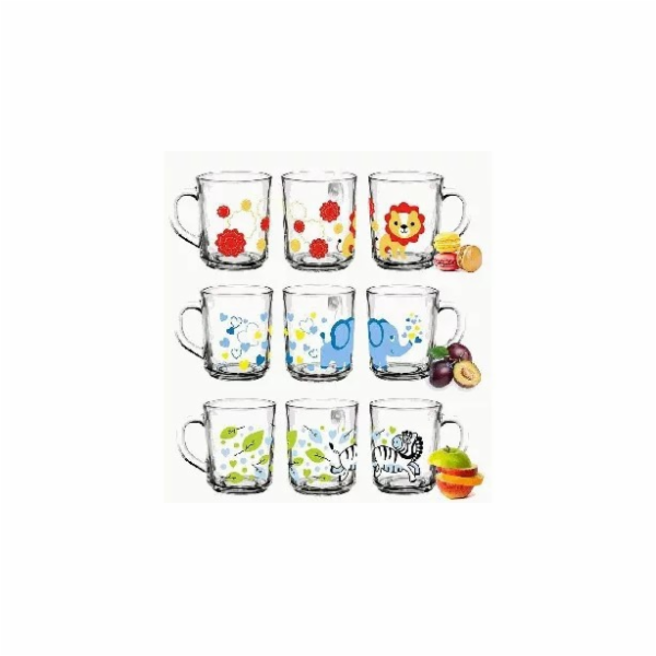 Hrnek 250 ml dekor ANIMALS 3 ks sklo
