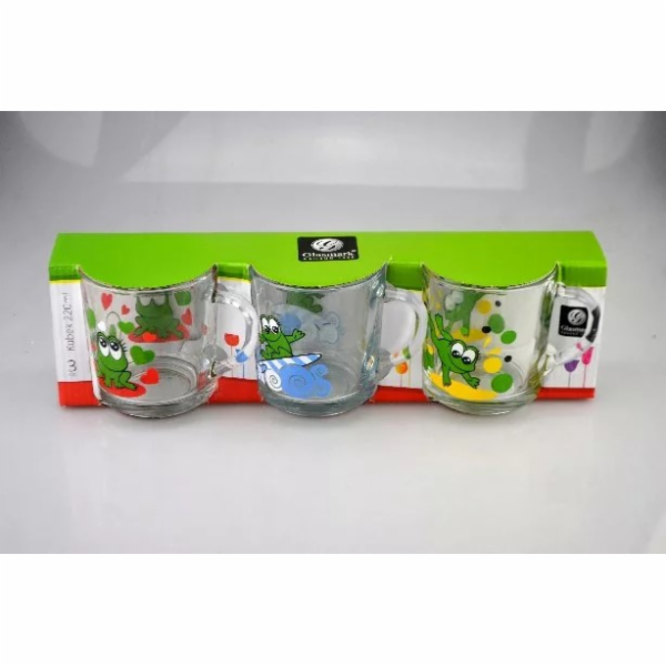 Hrnek 220 ml dekor ŽABKY 3 ks sklo