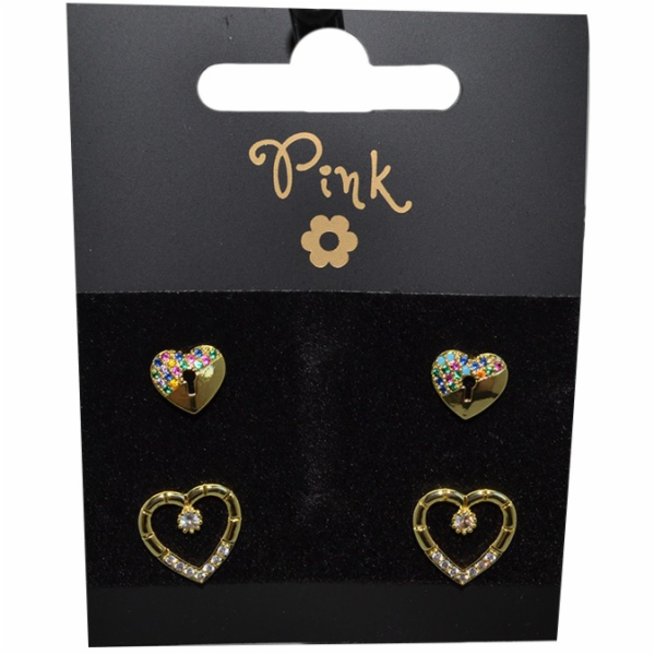 Pozlacené náušnice SET 4 ks SRDCE