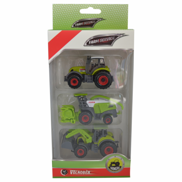 Set zemědělských strojů: traktor, kombajn, traktor s čeln...