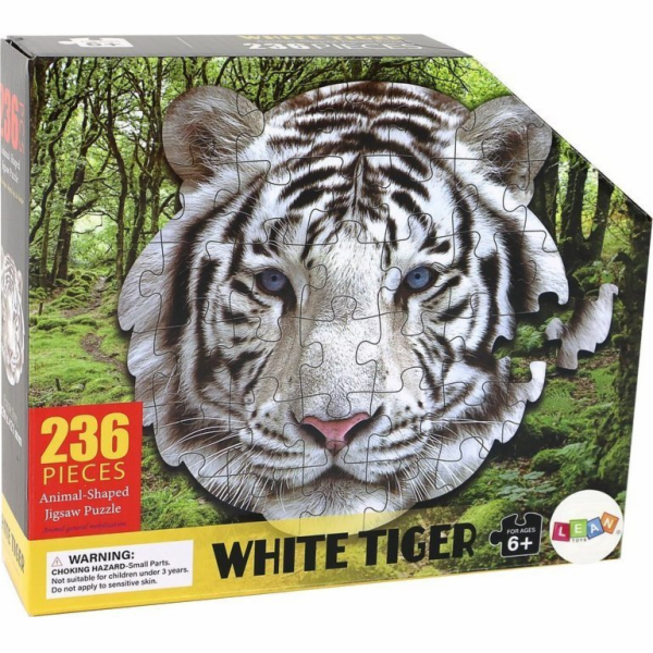 Puzzle LeanToys 236 kusů ve tvaru hlavy bílého tygra