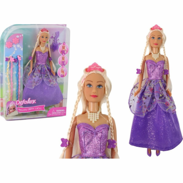 LeanToys Princezna Panenka fialová sada prodlužování copu