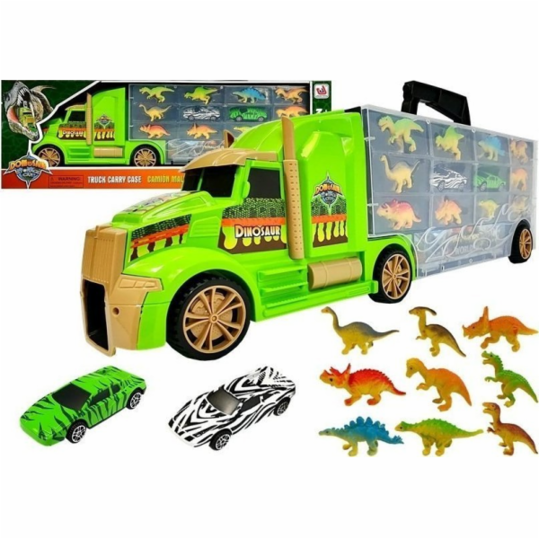 Kufr LeanToys Truck Transporter Sorter se zelenými dinosaury