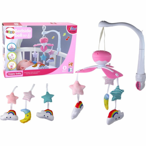 LeanToys Dětská postýlka Carousel Sound Sky Pink
