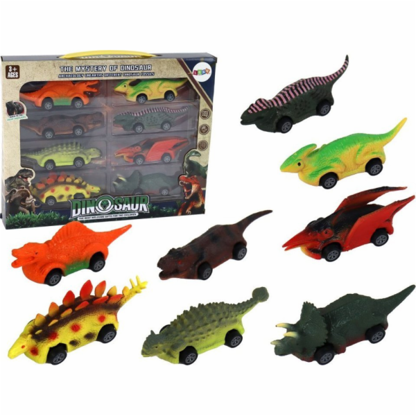 LeanToys sada pružin Dinosauři barevná autíčka 8 kusů