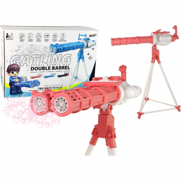 Pistole LeanToys na stojanu, mýdlové bubliny, růžová