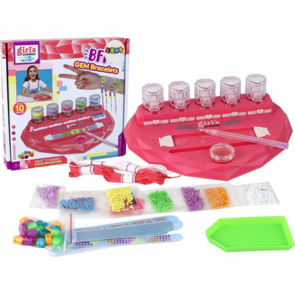 Sada na výrobu náramků LeanToys, diamanty, lepení srdce