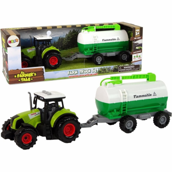 Traktor LeanToys pro děti s přívěsem a cisternou Car Farm