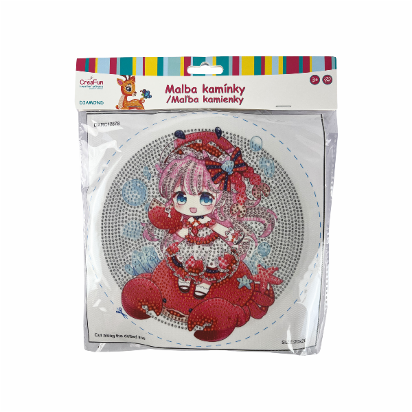Diamantové malování s rámem - Panenka v červeném 20 cm